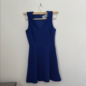 Charles Henry Blue Sleeveless Peplum Mini Dress
